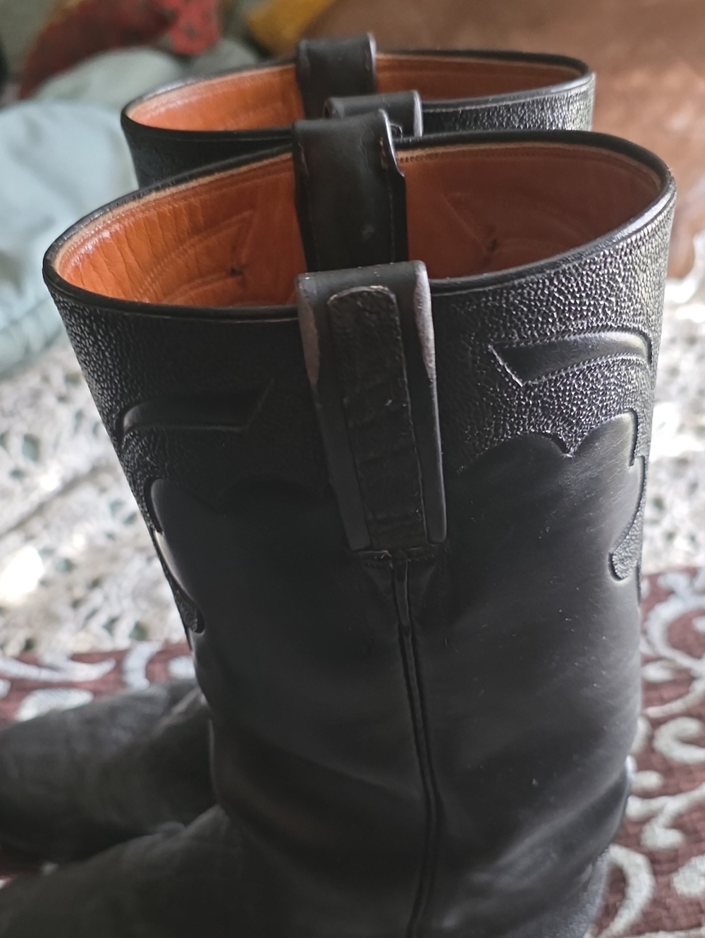 Vintage Mens Lucchese Black Leather Western Boots - Picture 9 of 9